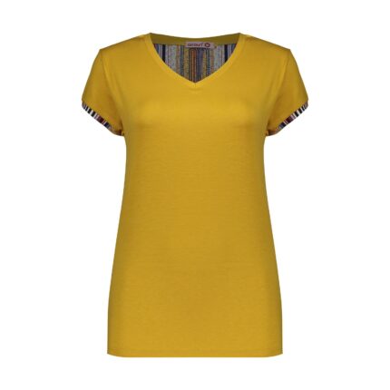 تی شرت آستین کوتاه زنانه افراتین مدل 6572 رنگ خردلی