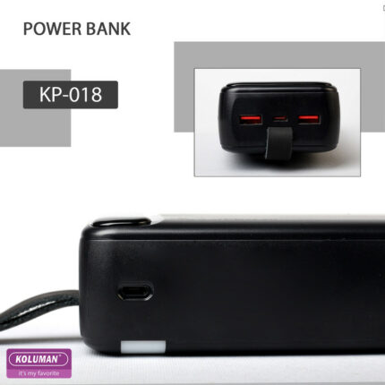پاوربانک کلومن مدل KP-018 ظرفیت 30000 میلی آمپر ساعت به همراه کابل MICROUSB / USB-C/ لایتنینگ