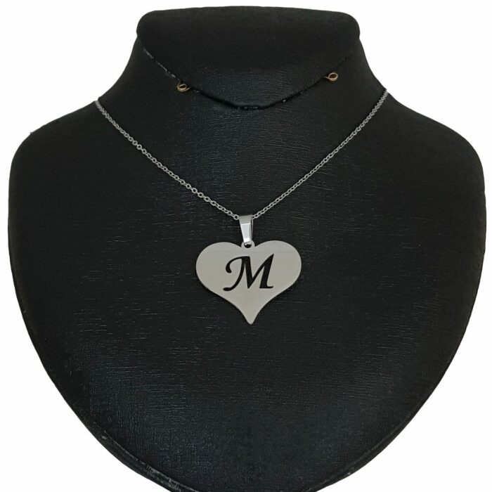گردنبند زنانه طرح قلب حرف M کد e431