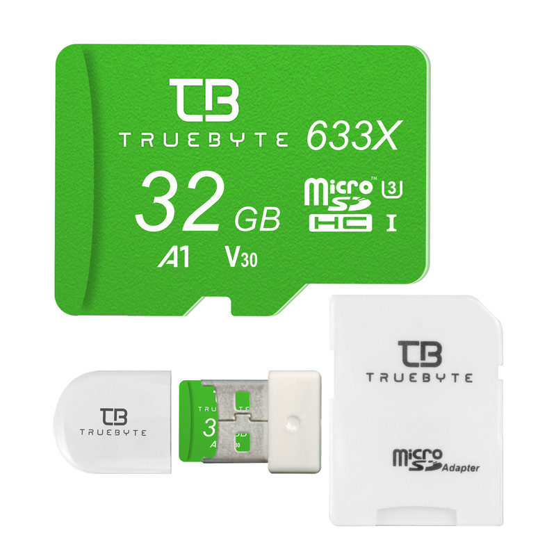 کارت حافظه microSDHC تروبایت مدل A1-V30-633X کلاس 10 استاندارد UHS-I U3 سرعت UHS-I U3 سرعت 95MBps ظرفیت 32 گیگابایت به همراه آداپتور SD و کارت خوان