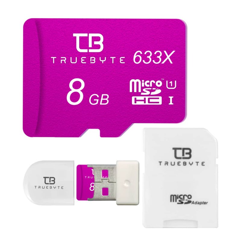 کارت حافظه microSDHC تروبایت مدل 633X کلاس 10 استاندارد UHS-I U1 سرعت 95MBps ظرفیت 8 گیگابایت به همراه آداپتور SD و کارت خوان