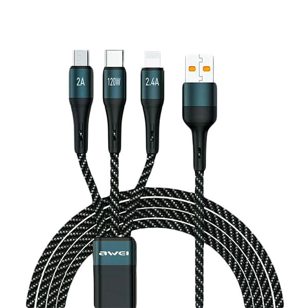 کابل تبدیل USB به microUSB /USB-C / لایتنینگ اوی مدل CL-972 طول 1.2 متر