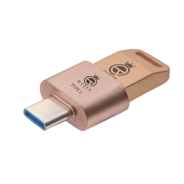 فلش مموری کوئین تک مدل UNIQUE C-PLUS ظرفیت 64 گیگابایت به همراه مبدل USB-C OTG