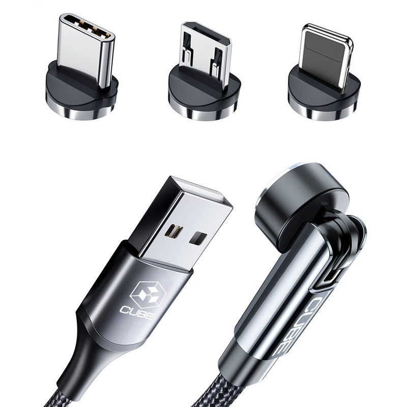 کابل تبدیل USB به MicroUSB/USB-C/لایتنینگ کیوب مدل 540 طول 1 متر