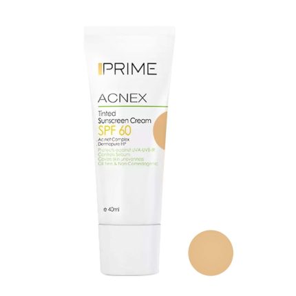 کرم ضد آفتاب رنگی پریم مدل Acnex tinted SPF 60 مناسب پوست مختلط تا چرب حجم 40 میلی لیتر