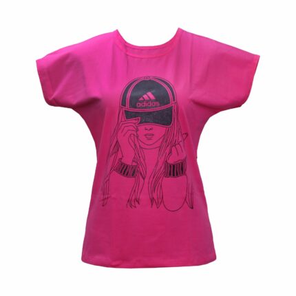 تی شرت زنانه مدل Girl Hat رنگ سرخابی