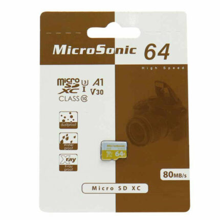کارت حافظه microSDXC میکرو سونیک مدل 533X-A1-V30 کلاس 10 استاندارد UHS-I U3 سرعت 80MBps ظرفیت 64 گیگابایت