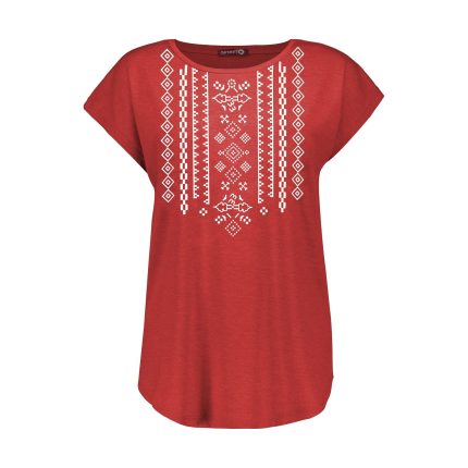 تی شرت آستین کوتاه زنانه افراتین کد 2551 رنگ قرمز