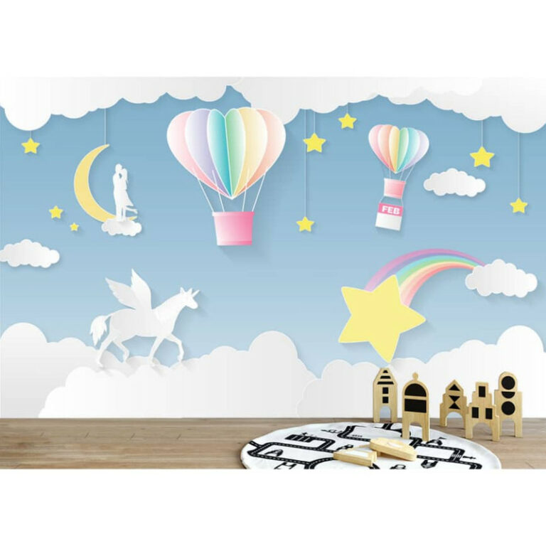 پوستر دیواری اتاق کودک طرح اسمان رویایی مدل 1200
