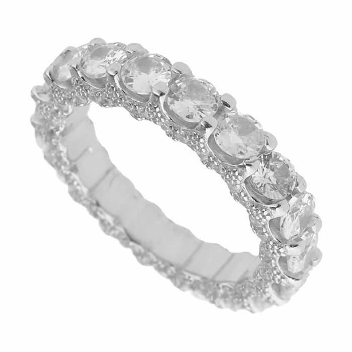 انگشتر نقره زنانه سواروسکی مدل حلقه جواهری تمام سنگ خاص کد 7896331