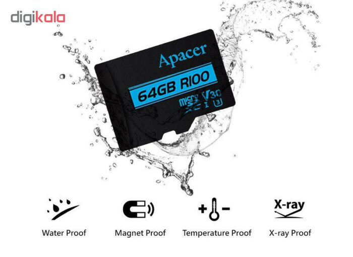 کارت حافظه microSDXC اپیسر مدل V30 کلاس 10 استاندارد UHS-I U3 سرعت 100MBps ظرفیت64گیگابایت به همراه آداپتور SD