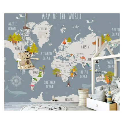 پوستر دیواری اتاق کودک مدل نقشه ی جهان 1033