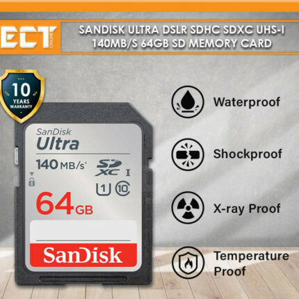 کارت حافظه SDXC سن دیسک مدل Ultra کلاس 10 استاندارد UHS-I U1 سرعت 140MBps ظرفیت 64 گیگابایت