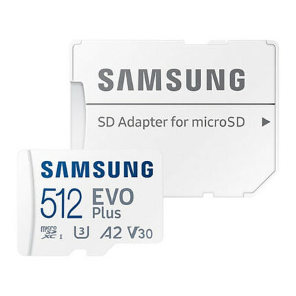 کارت حافظه microSDXC سامسونگ مدل Evo Plus A2 V30 کلاس 10 استاندارد UHS-I U3 سرعت 130MBps ظرفیت 512 گیگابایت به همراه آداپتور SD