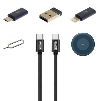 کابل تبدیل USB/USB-C به microUSB / لایتنینگ / USB-C ریمکس مدل RC_190 طول 0.29 متر به همراه سوزن سیم کارت